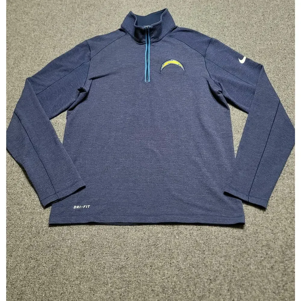 Nike San Diego Chargers Pullover Mens Small Blue Dri Fit On Field Quarter Zip